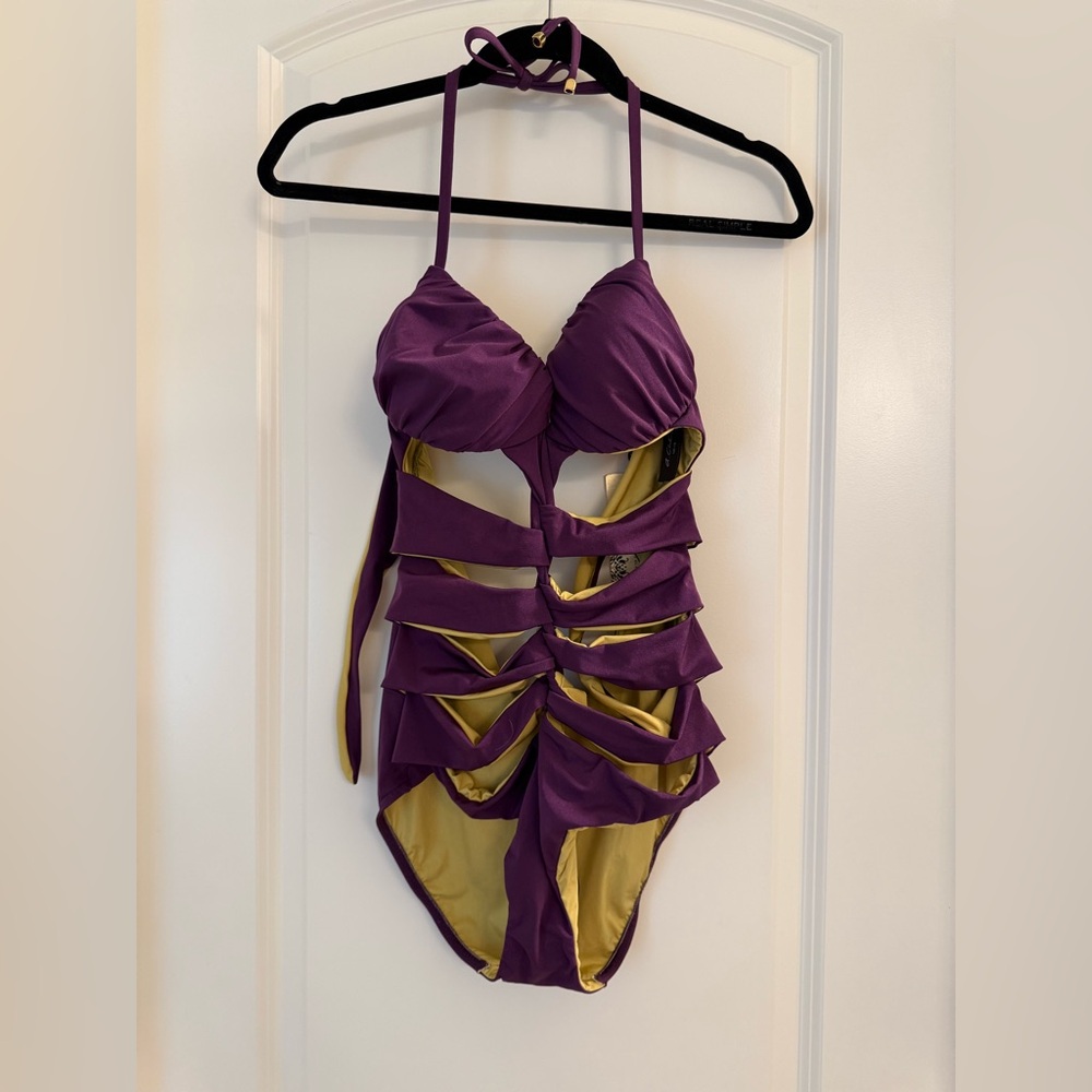 NWT Purple Cutout Swimsuit